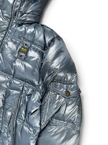 Vintage Blauer Y2K Pufferjacke (M) – Detailaufnahme 2