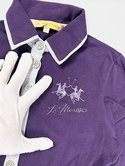Vintage La Martina Langarm-Polo (S) – Detailaufnahme 1
