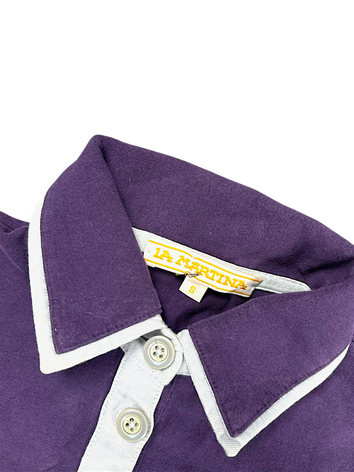 Vintage La Martina Langarm-Polo (S) – Detailaufnahme 2