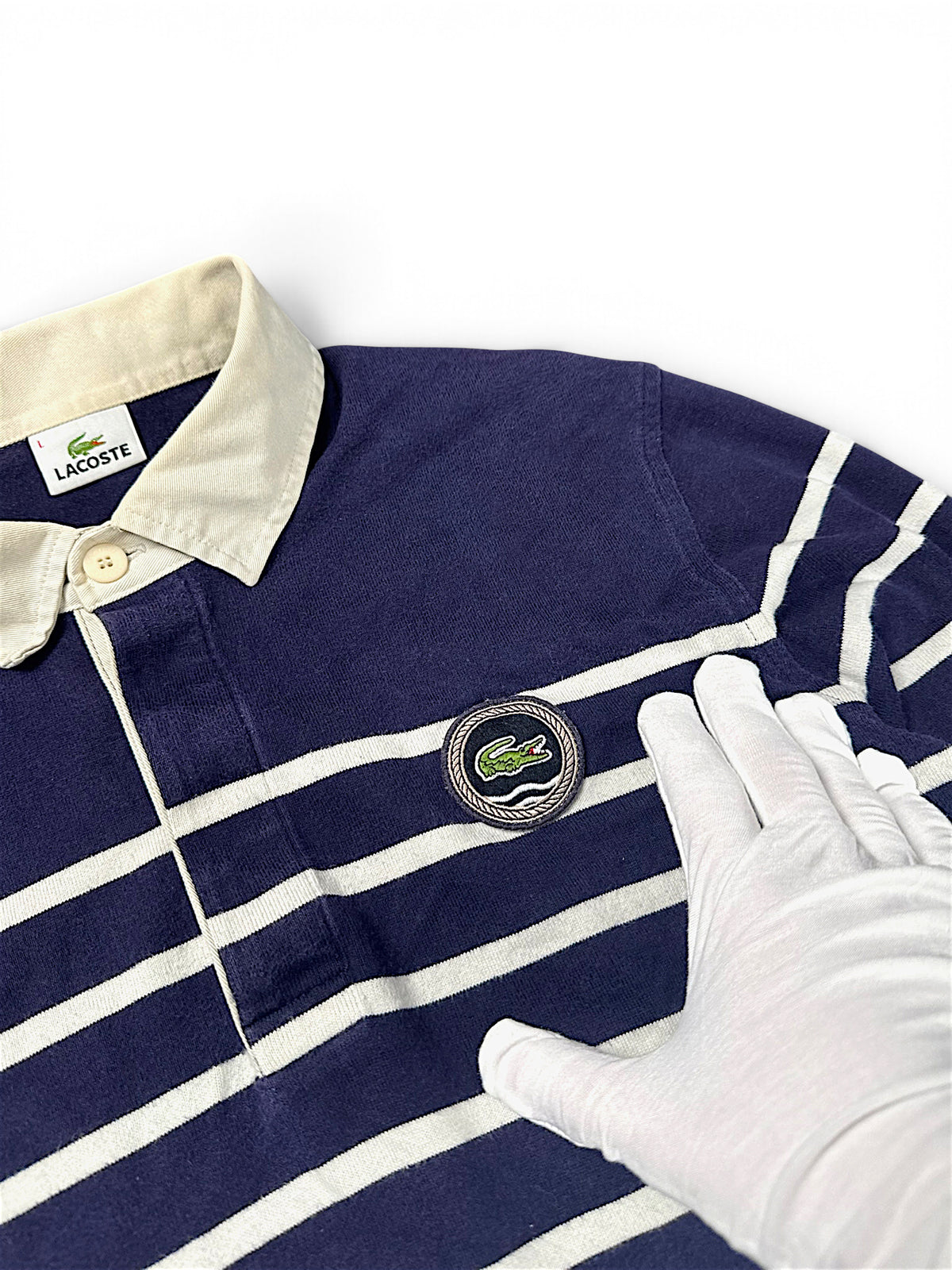 Vintage Lacoste Y2K Langarm-Polo (L) – Detailaufnahme 1