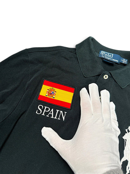 Vintage Ralph Lauren Y2K „Spain“ Langarm-Polo (M) – Detailaufnahme 2