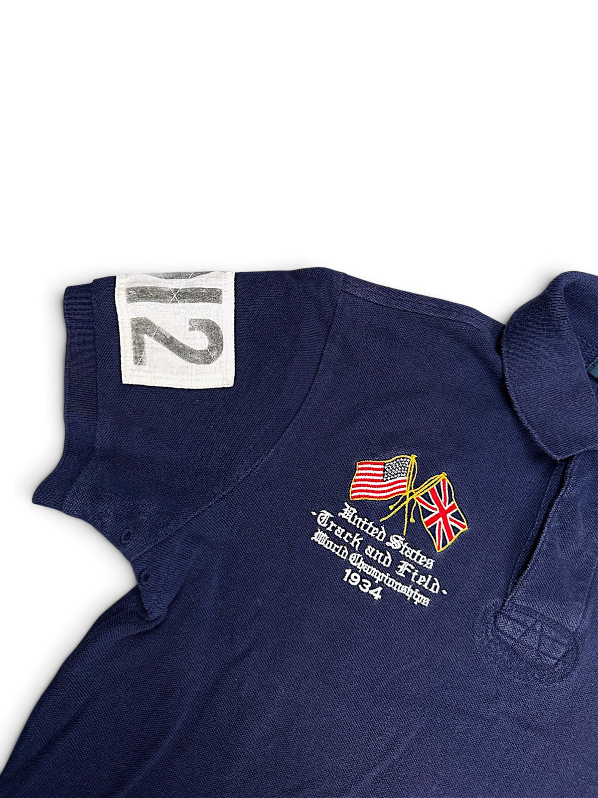 Vintage Ralph Lauren Y2K „USA“ Polo (S) – Detailaufnahme 1