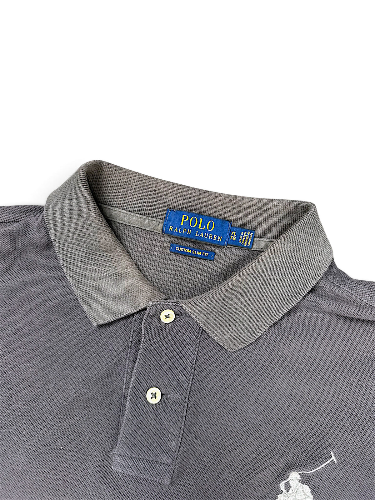 Vintage Ralph Lauren Big Pony Langarm-Polo (L) – Detailaufnahme 2