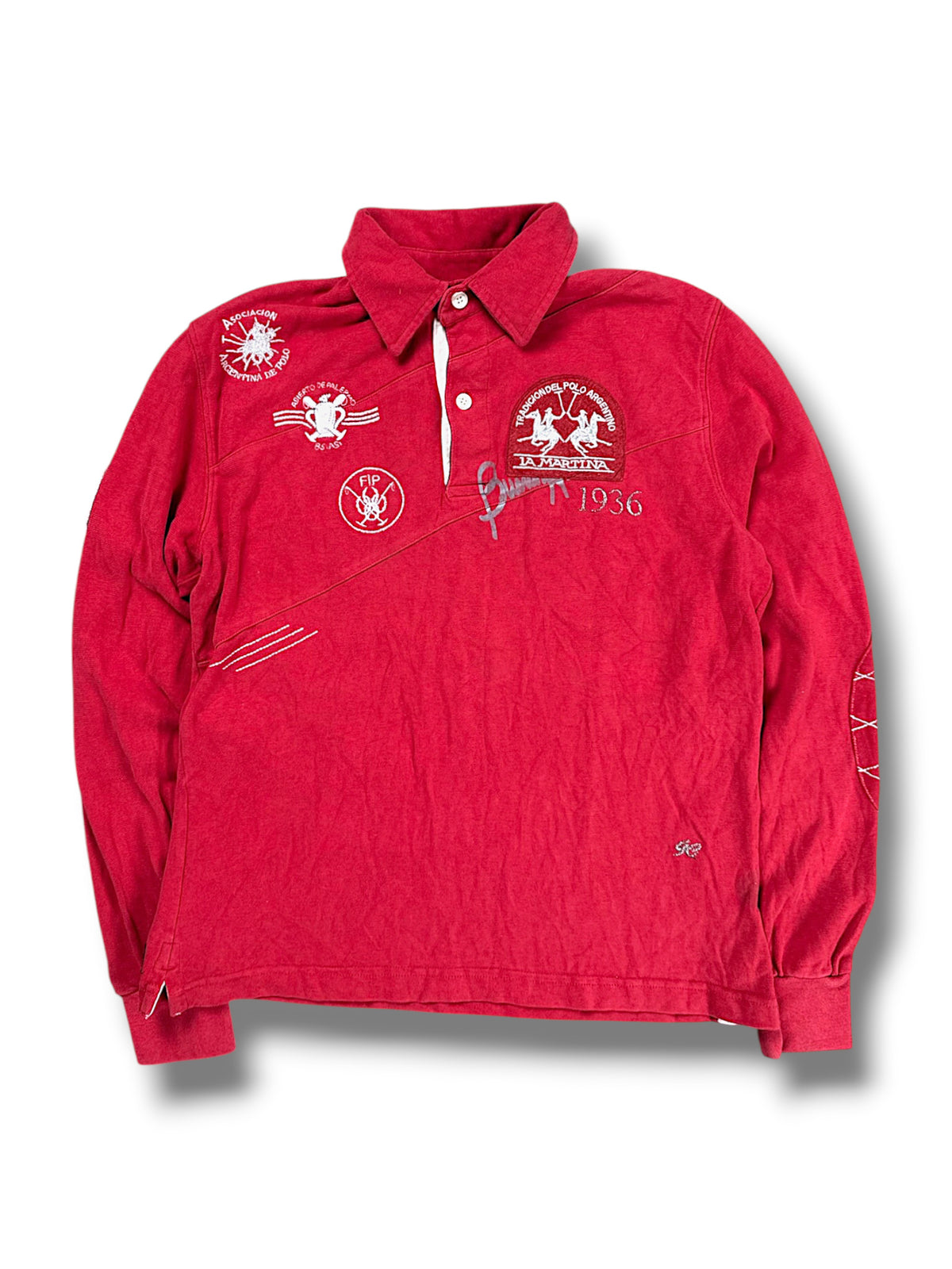 Vintage La Martina Langarm-Polo (M) – Vorderansicht