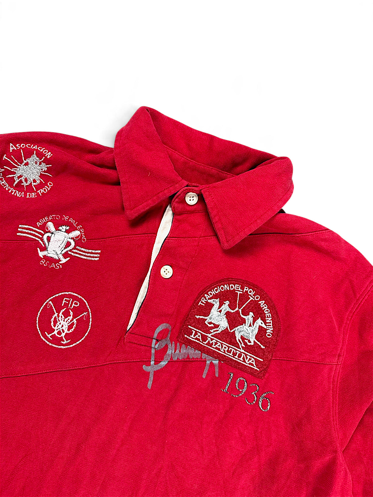 Vintage La Martina Langarm-Polo (M) – Detailaufnahme 1