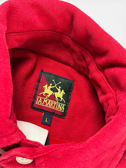 Vintage La Martina Langarm-Polo (M) – Detailaufnahme 2