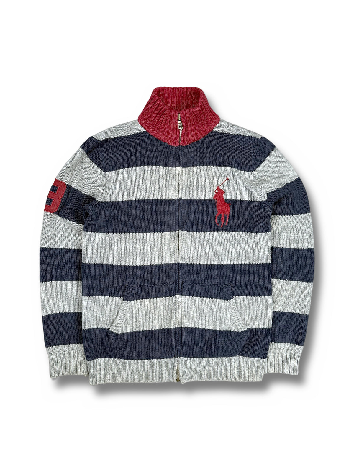Vintage Ralph Lauren „Big Pony“ Pullover mit Kragen (M) – Vorderansicht