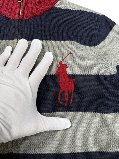 Vintage Ralph Lauren „Big Pony“ Pullover mit Kragen (M) – Detailaufnahme 1