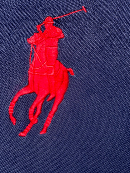 XTENDED vintage navy blue polo shirt with red embroidered Polo Ralph Lauren logo